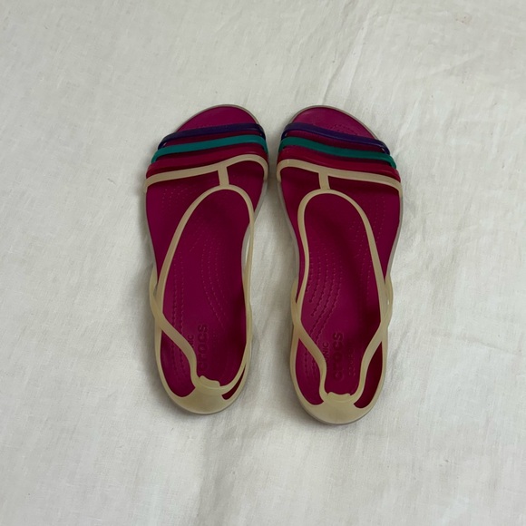 Crocs Isabella Pink Slip On Colorful Sandals Size 10 Summer Casual - Picture 10 of 11